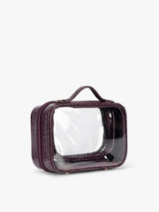 Small Clear Cosmetics Case in Croc-Embossed