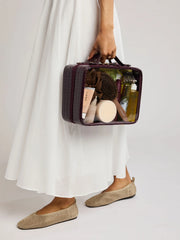 Large Clear Cosmetics Case in Croc-Embossed
