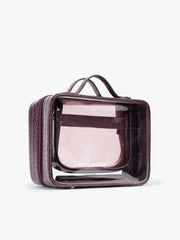 Large Clear Cosmetics Case in Croc-Embossed