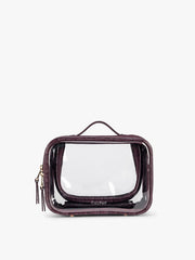 Small Clear Cosmetics Case in Croc-Embossed