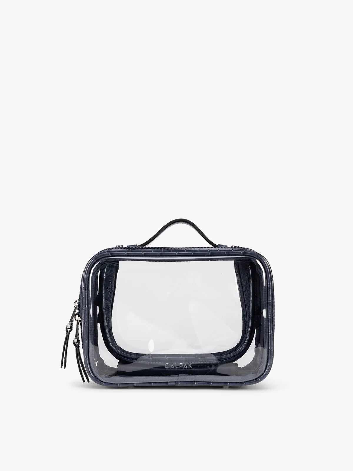 Small Clear Cosmetics Case in Croc-Embossed