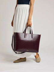 Haven 16" Laptop Tote in Croc-Embossed