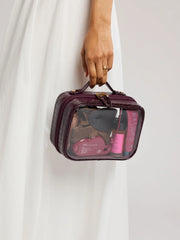 Small Clear Cosmetics Case in Croc-Embossed