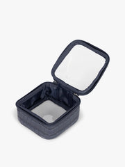 Tiny Clear Cosmetics Case in Croc-Embossed